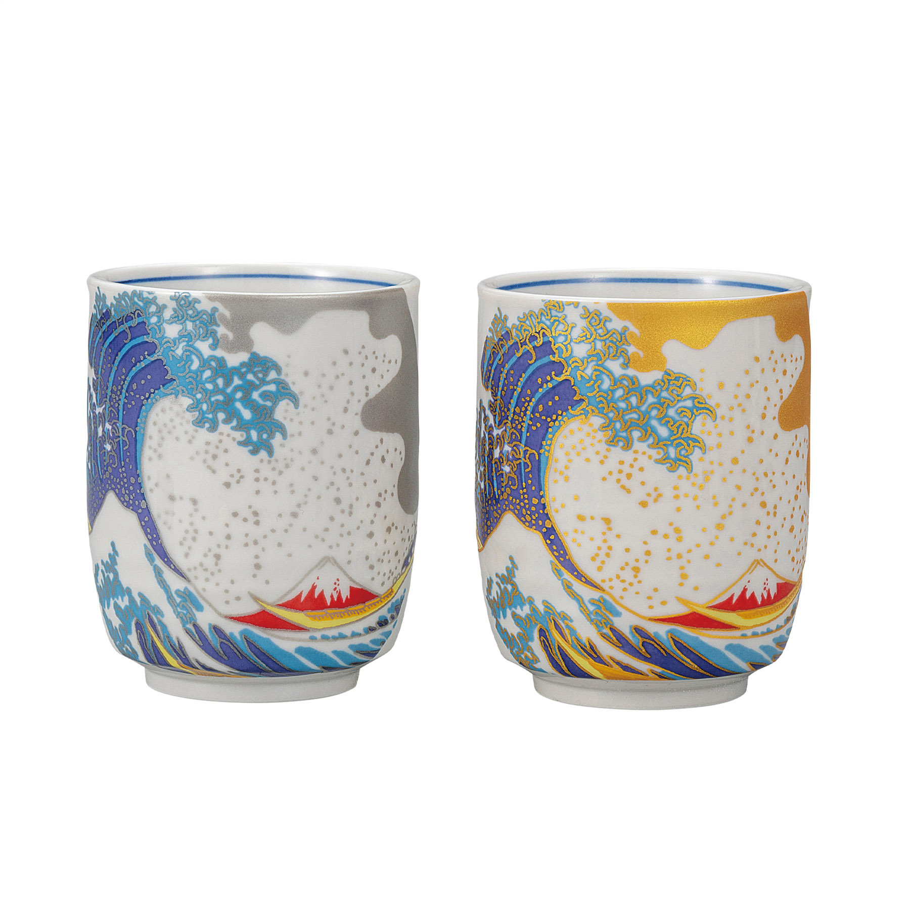 組湯呑・北斎　波