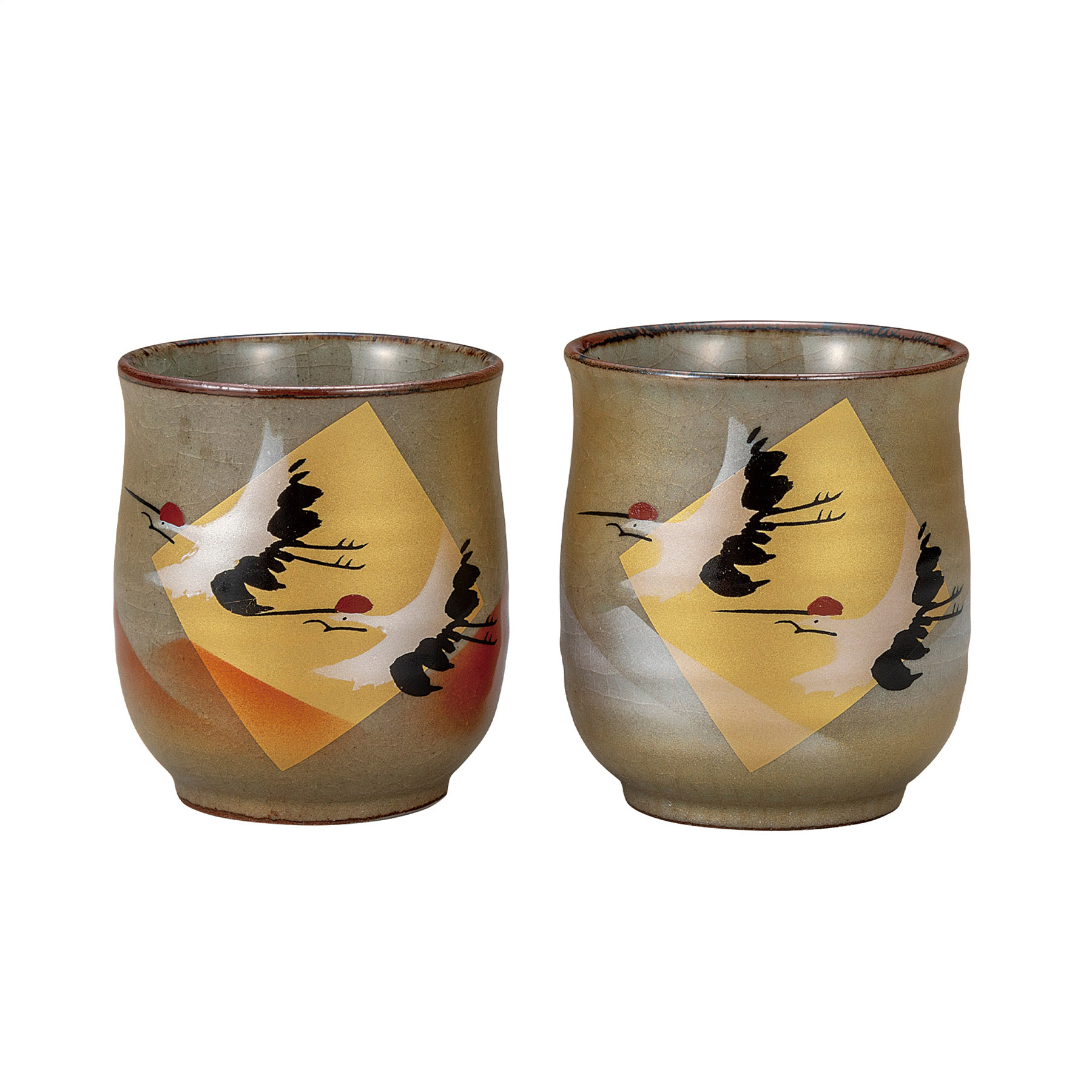 組湯呑・金箔鶴