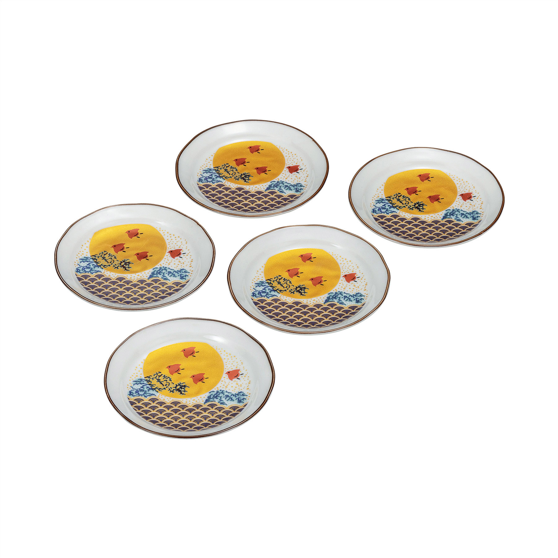 4.5号皿揃・波千鳥