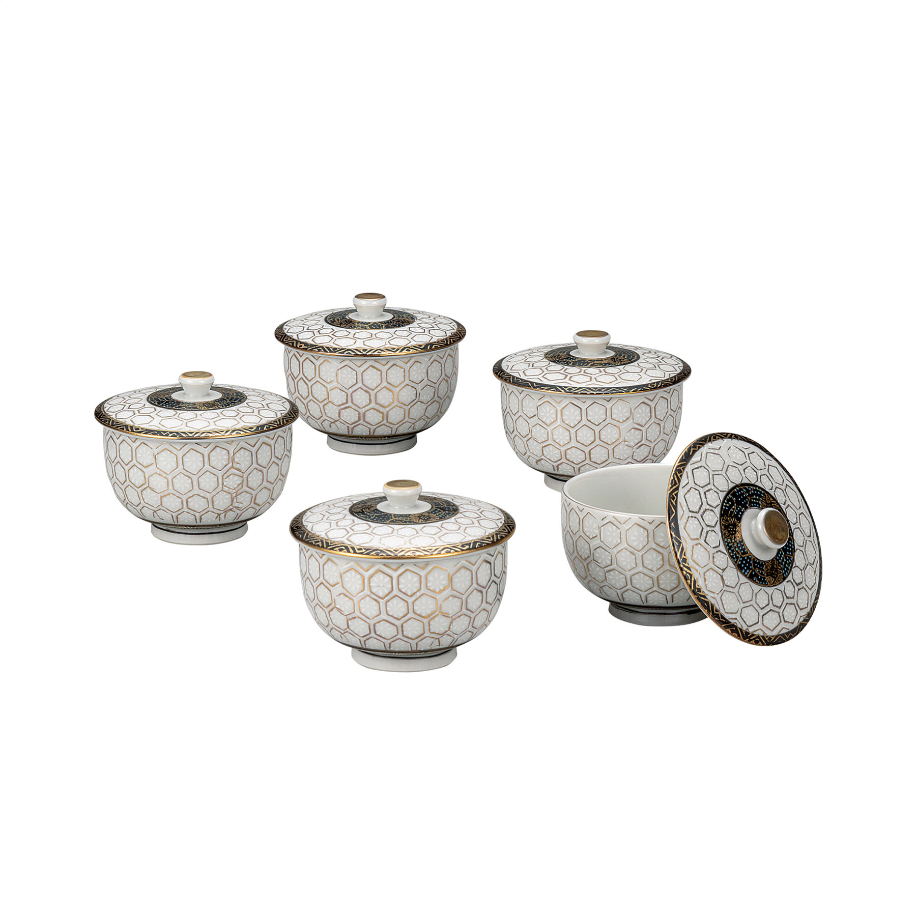 蓋付汲出揃・亀甲文