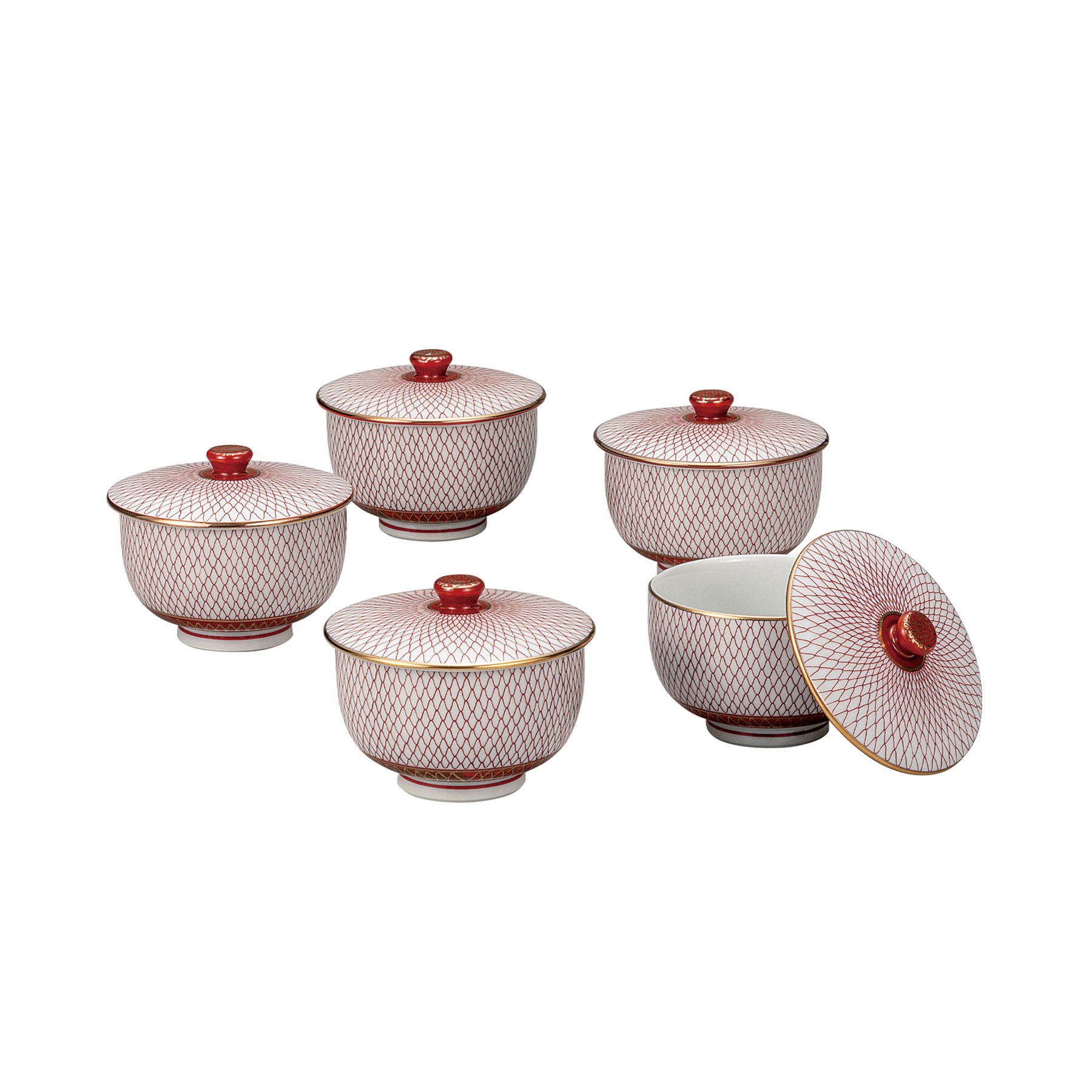 蓋付汲出揃・赤網