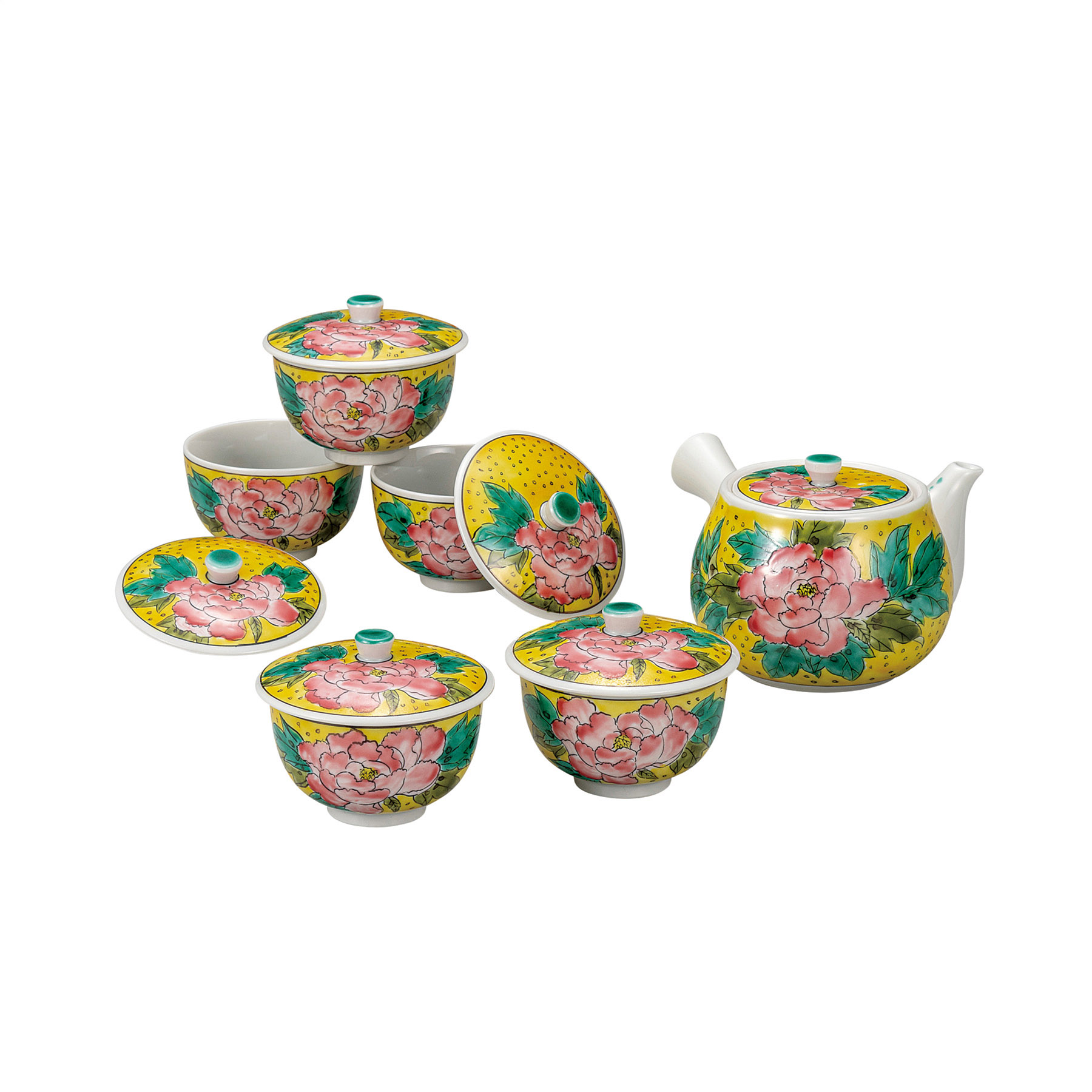 蓋付茶器・吉田屋牡丹 