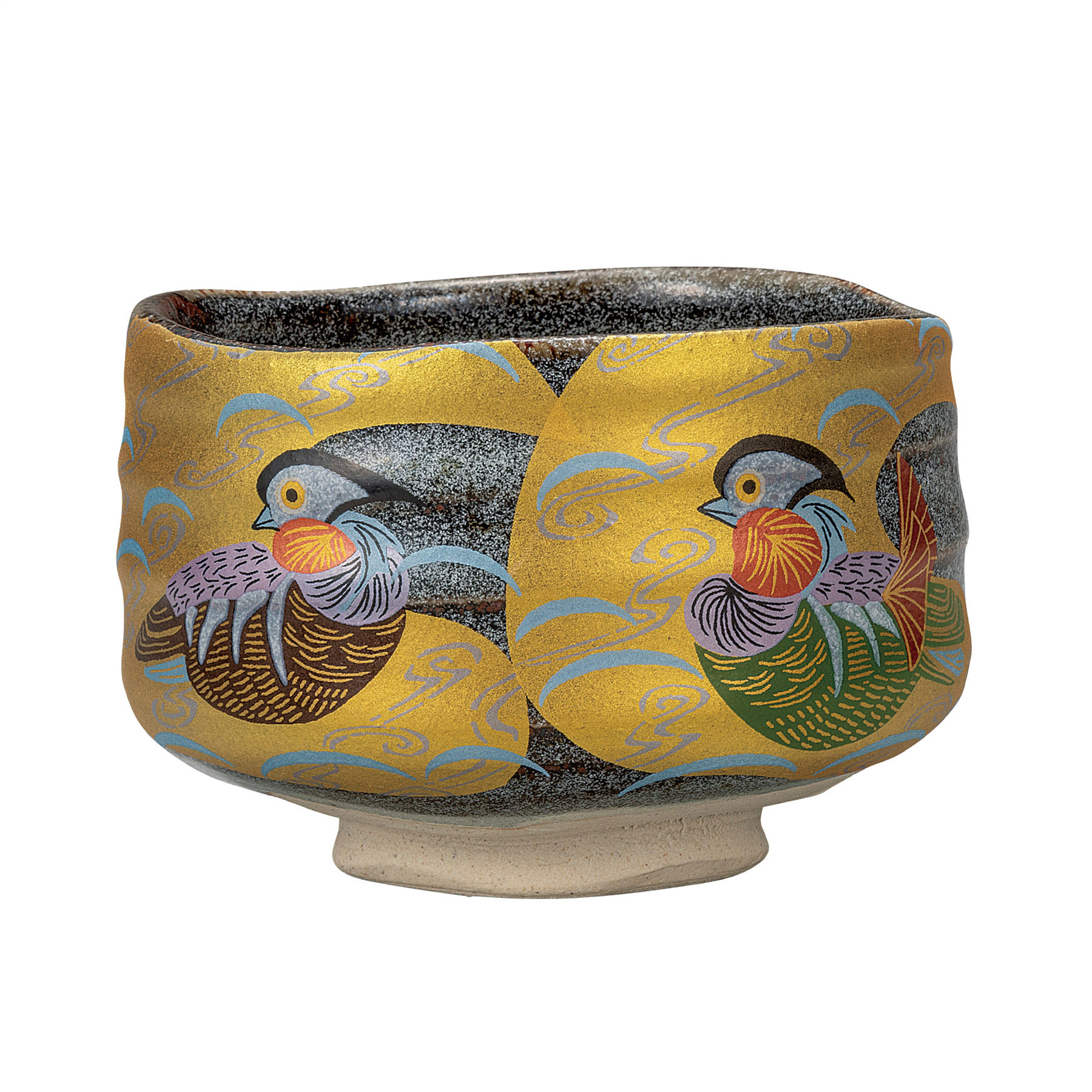 抹茶碗・金彩おしどり