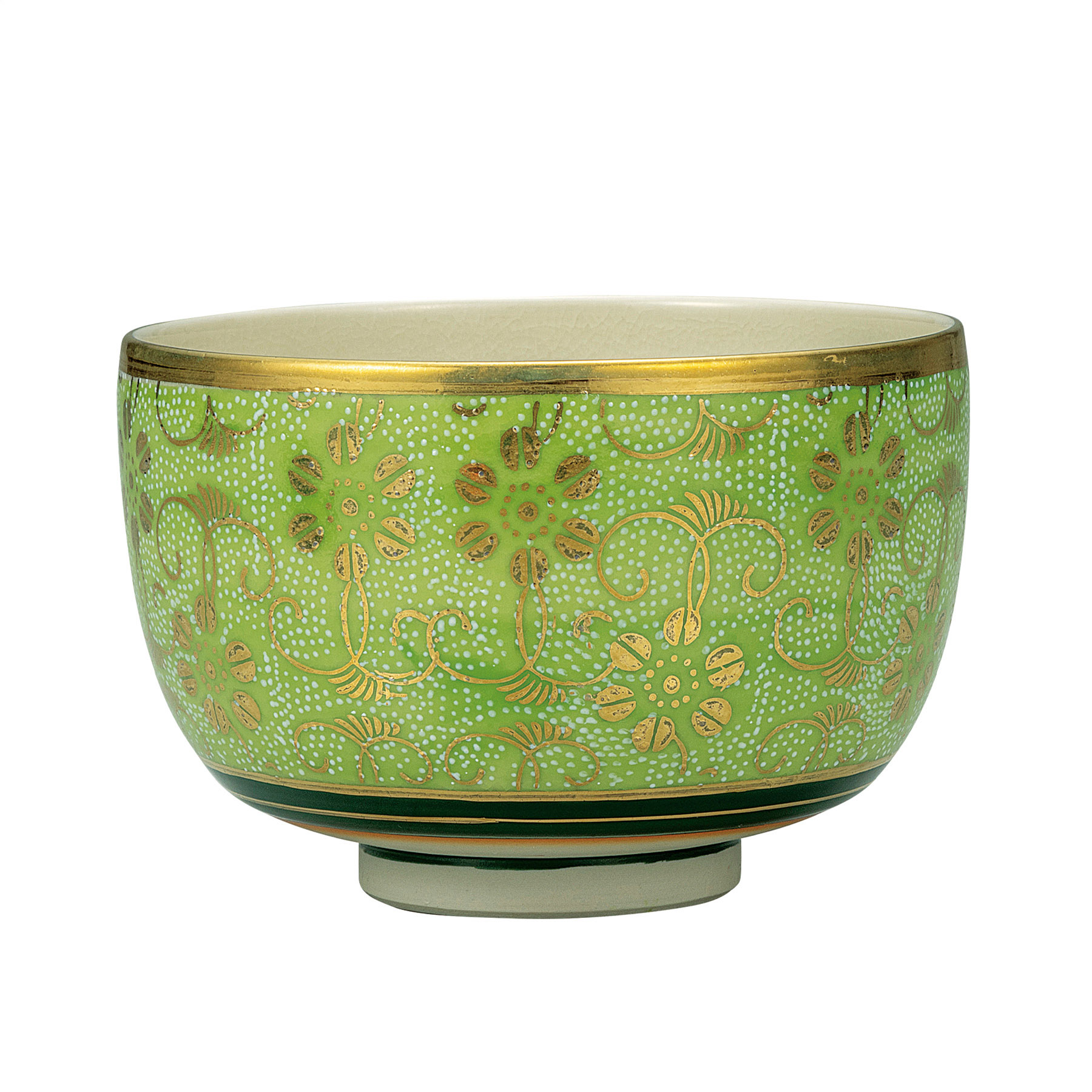 抹茶碗・白粒鉄仙きみどり