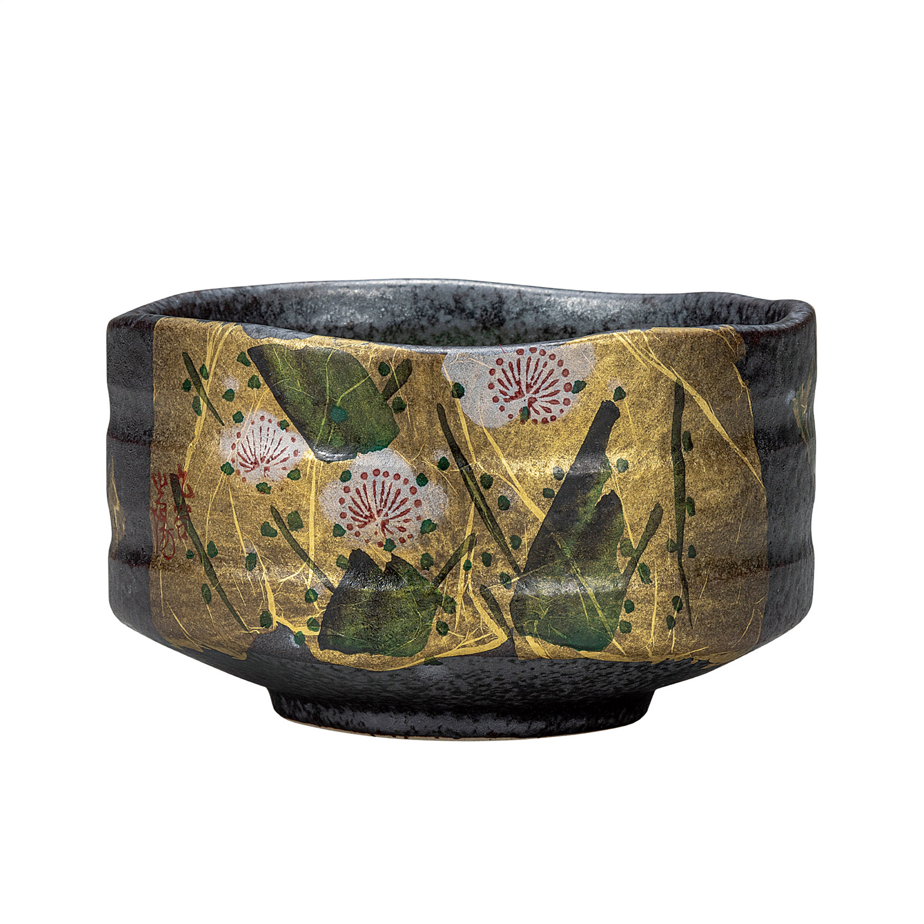 抹茶碗・金箔梅 