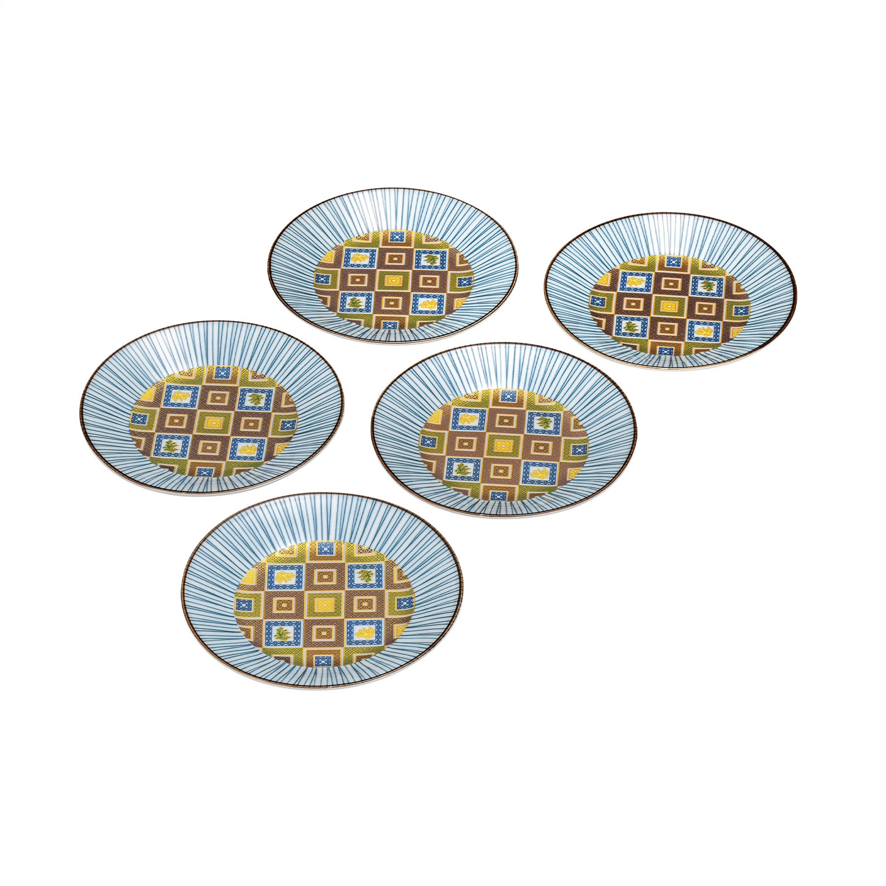 5.2号皿揃・金彩石畳