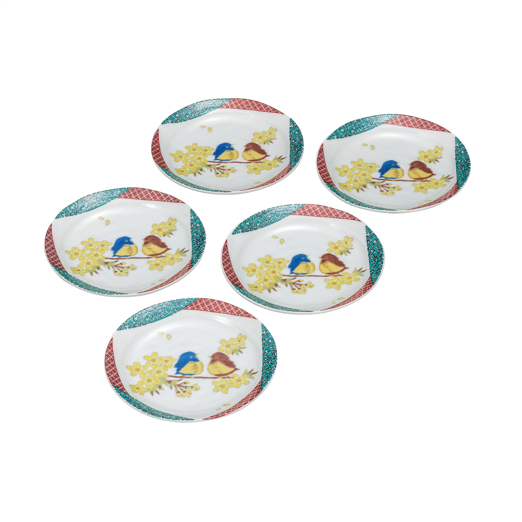 5.5号皿揃・花福雀