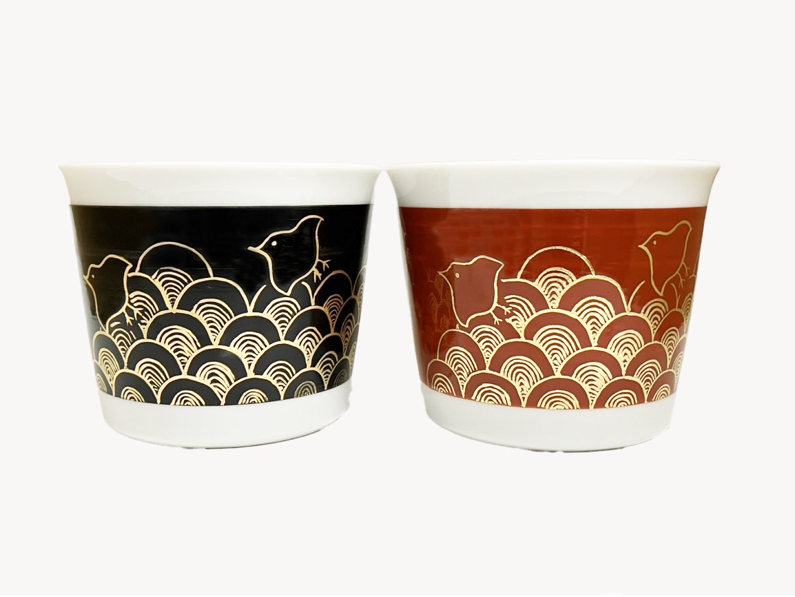 千鳥と青海波そば猪口ペア