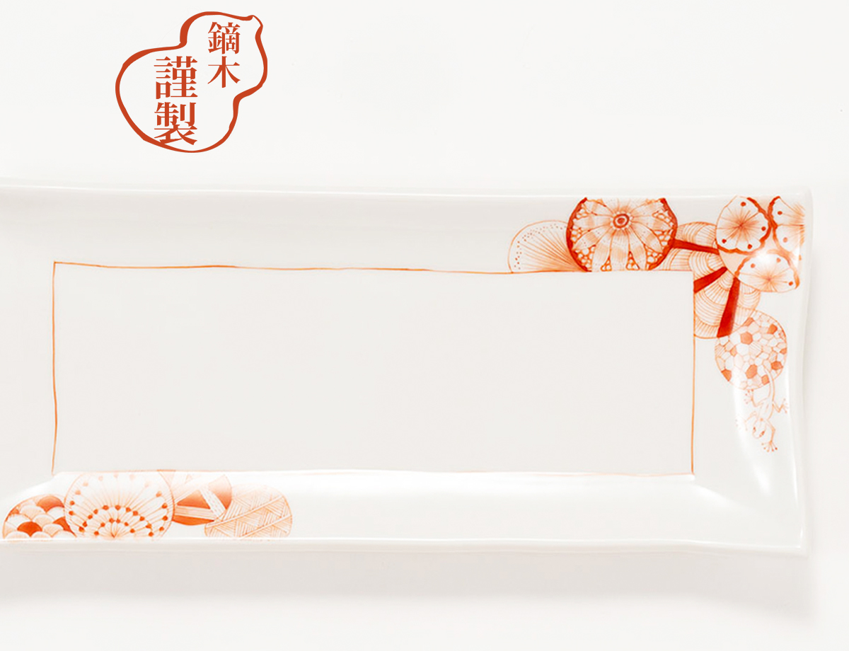 長皿　赤絵種種丸紋 / 太田恵利香