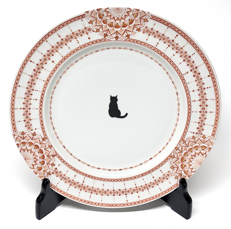 赤絵細描猫プレート太田さん