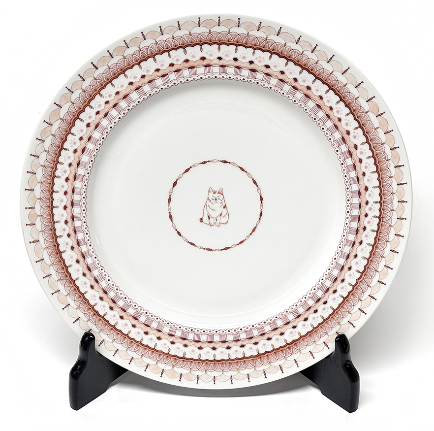 赤絵細描猫プレート梅村さん