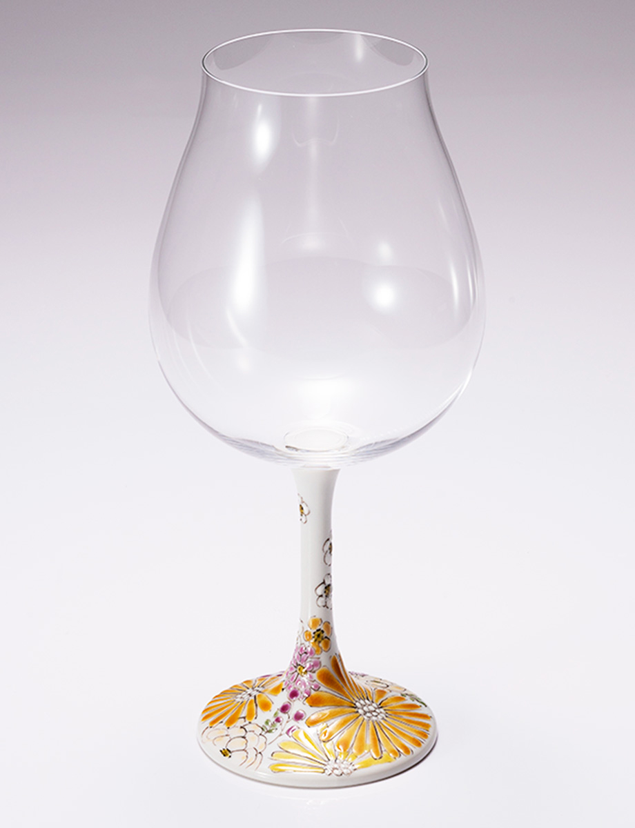 鏑木BNグラス　色絵花文　黄 / 色絵九谷 遊