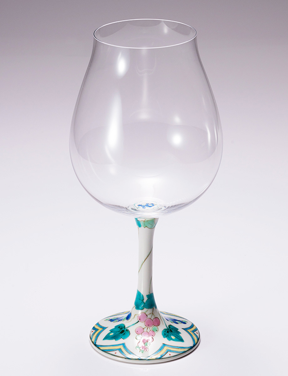 鏑木BNグラス　色絵ぶどう　ブルー / 大兼政花翠