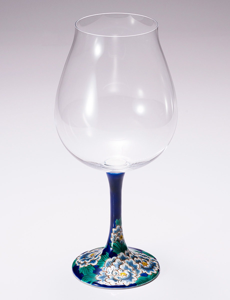 鏑木BNグラス　牡丹　青 / 糠川孝之