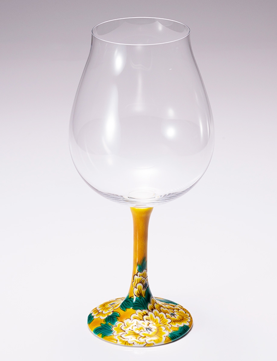 鏑木BNグラス　牡丹　黄 / 糠川孝之