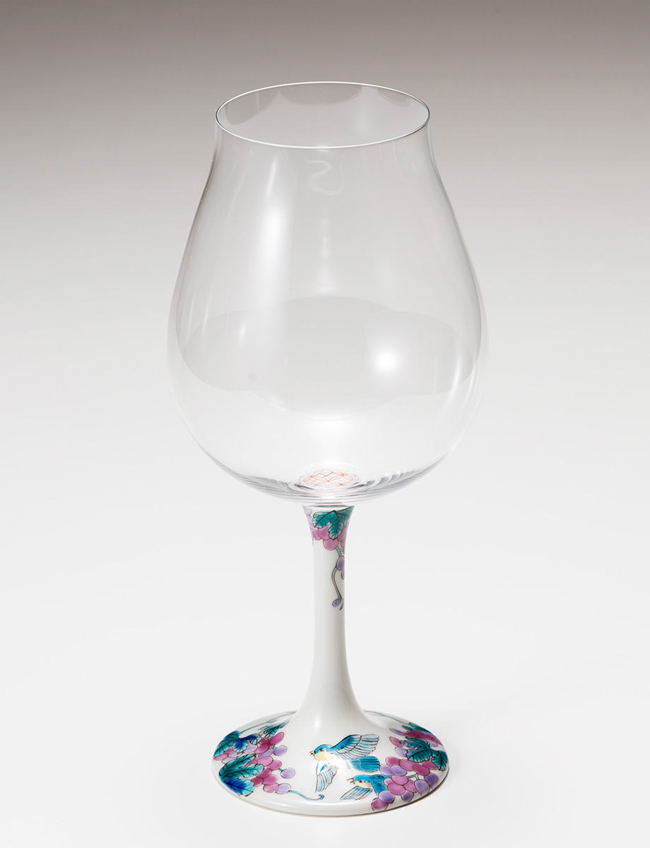 鏑木BNグラス　鳥と葡萄 / 藤木美里