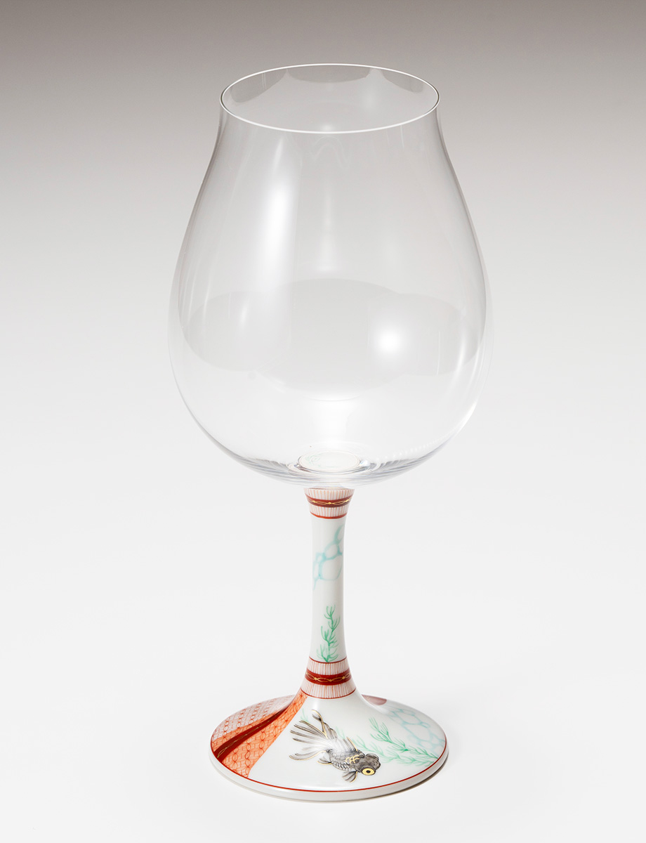 鏑木BNグラス　赤絵捻り小紋金魚　黒 / 太田恵利香