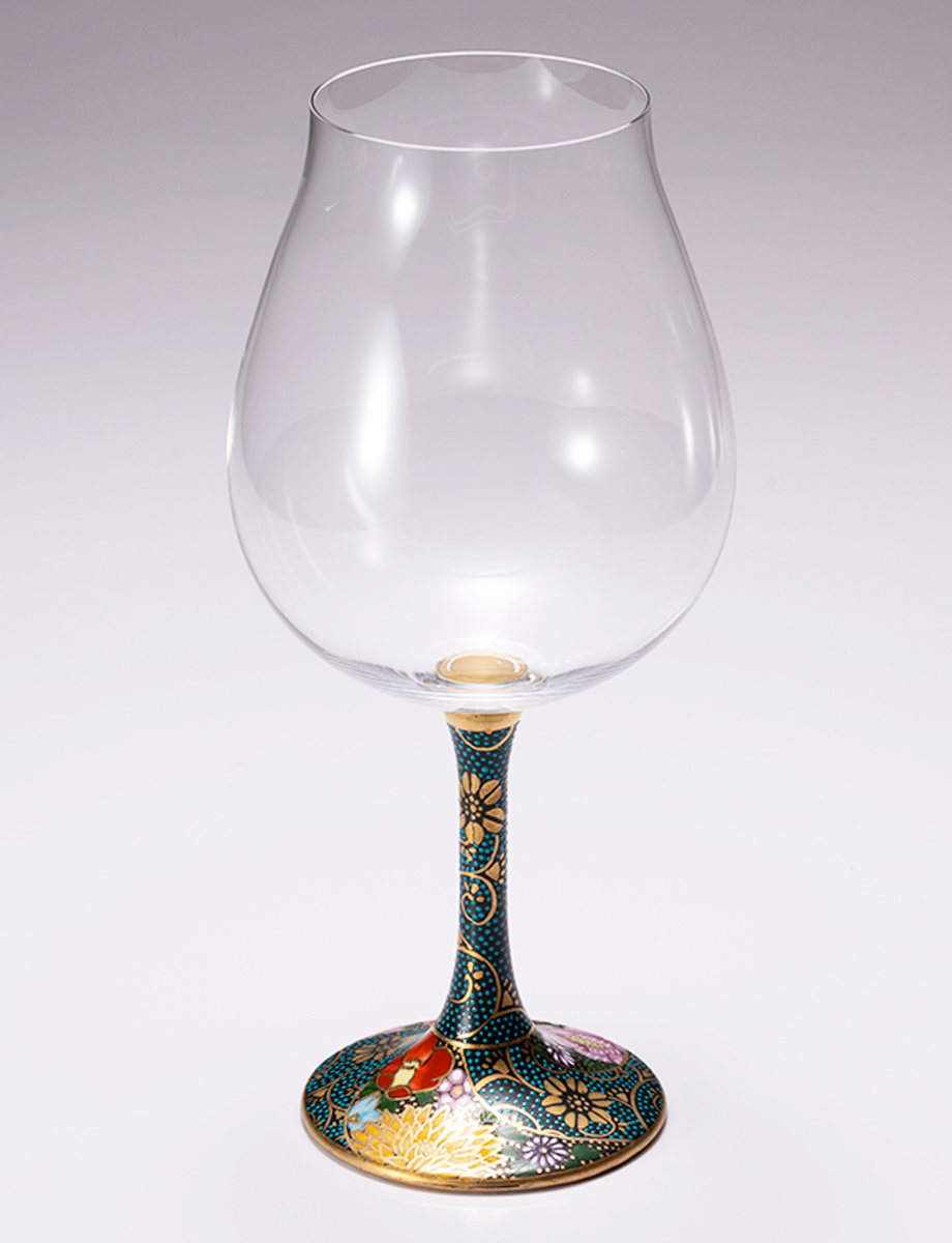 鏑木BNグラス　割取青粒花詰 / 大志窯