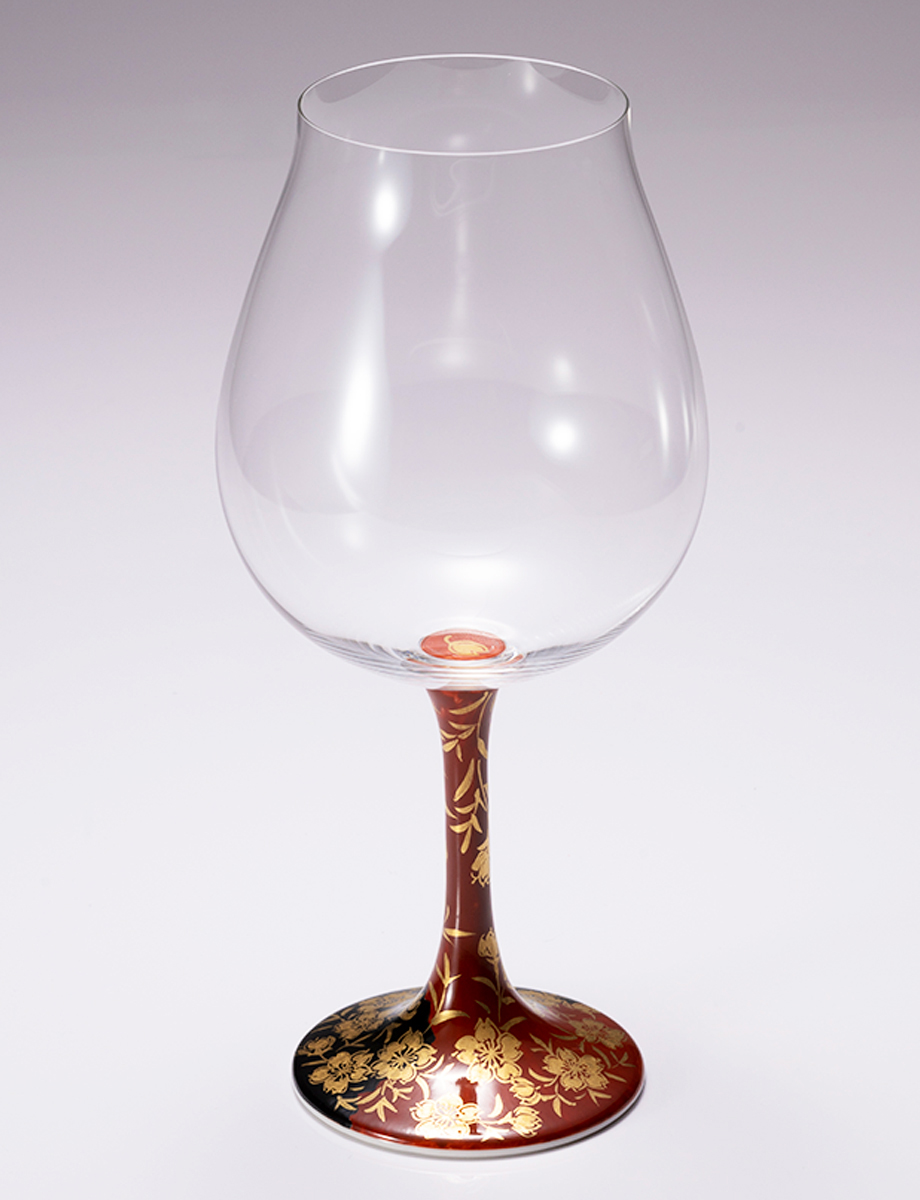 鏑木BNグラス　本金割取桜　赤 / 加賀雅人窯