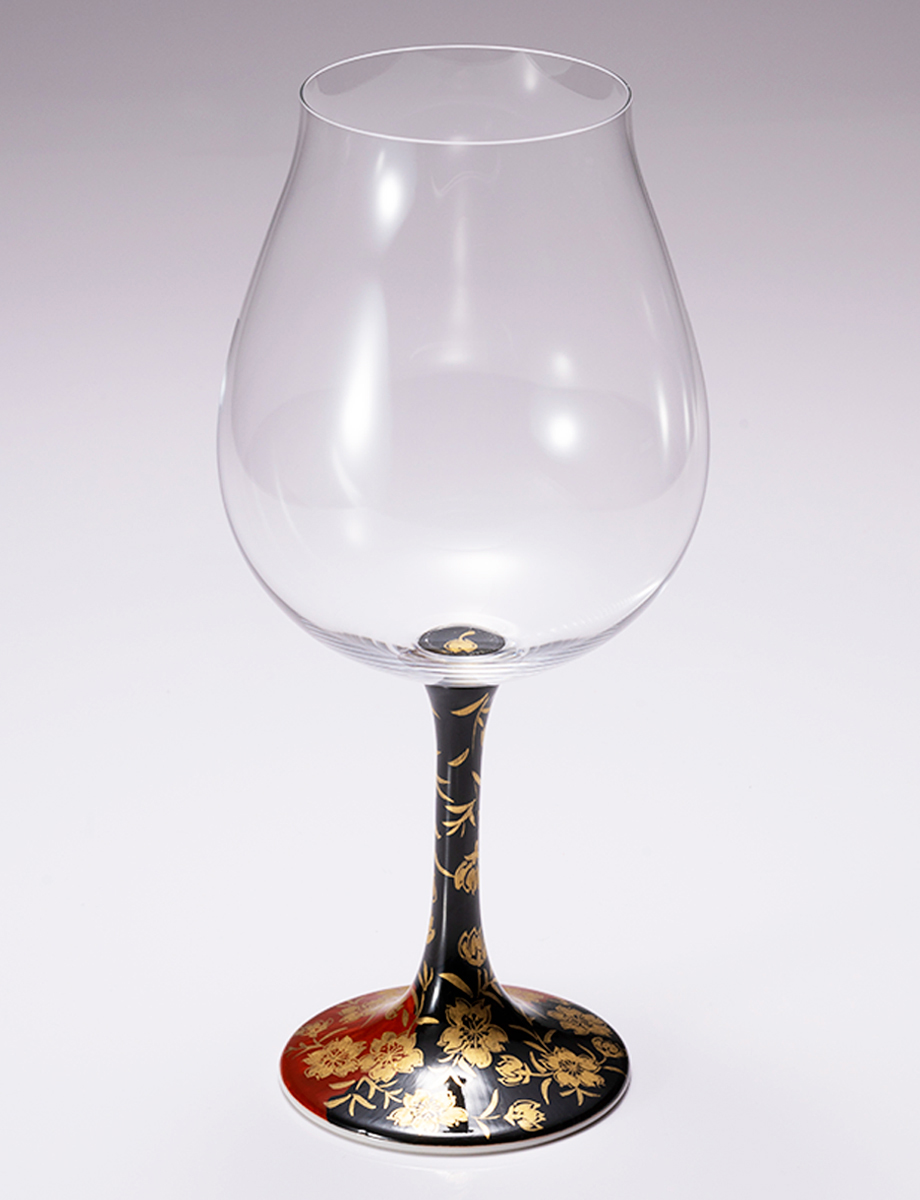 鏑木BNグラス　本金割取桜　黒 / 加賀雅人窯