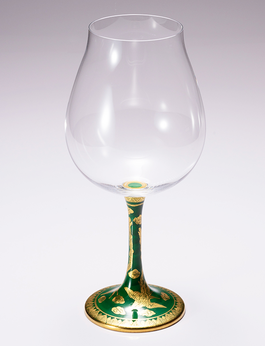 鏑木BNグラス　永楽手鳳凰　緑 / 光崖窯・高聡文