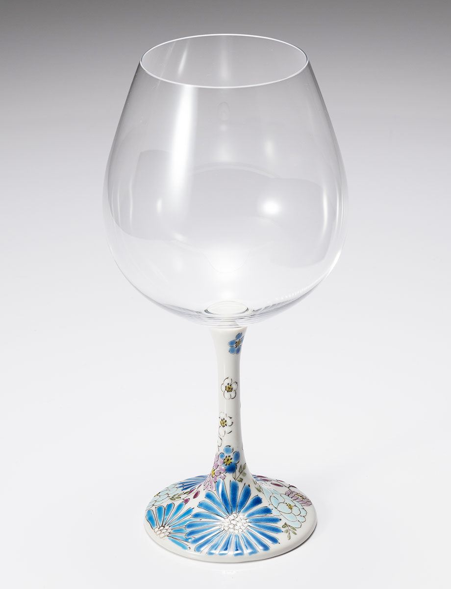 鏑木BOグラス　色絵花文　青 / 色絵九谷 遊