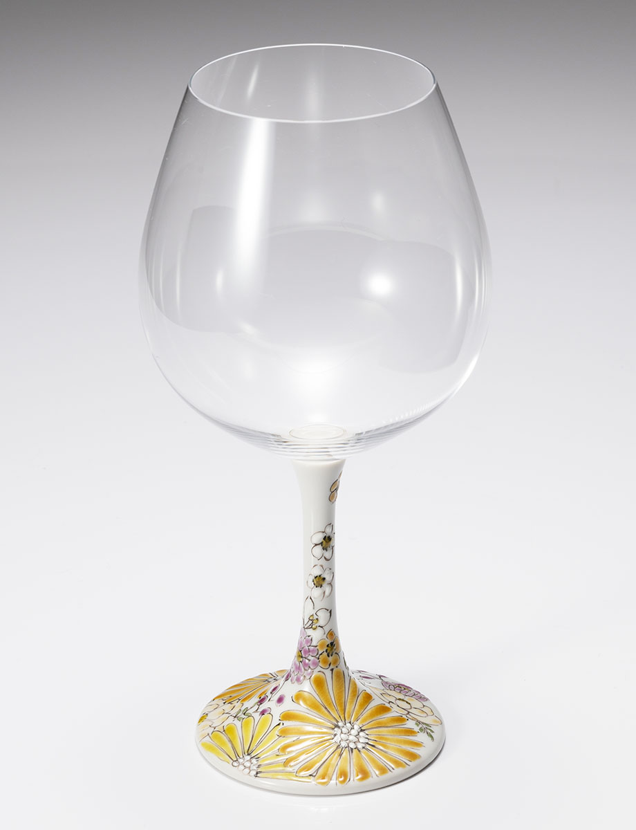 鏑木BOグラス　色絵花文　黄 / 色絵九谷 遊