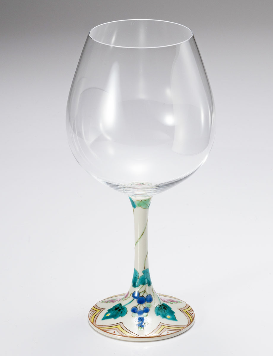 鏑木BOグラス　色絵ぶどう　ピンク / 大兼政花翠