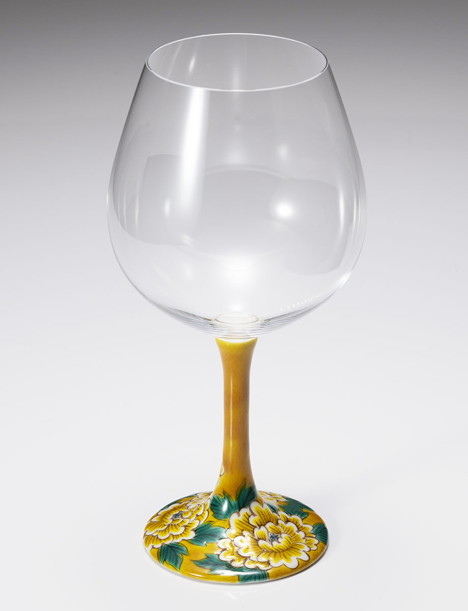 鏑木BOグラス　牡丹　黄 / 糠川孝之