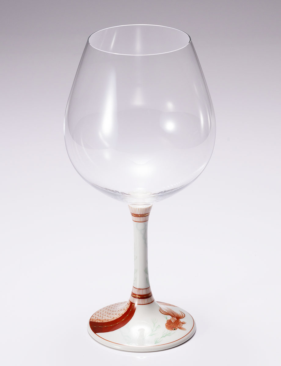 鏑木BOグラス　赤絵捻り小紋金魚　赤 / 太田恵利香