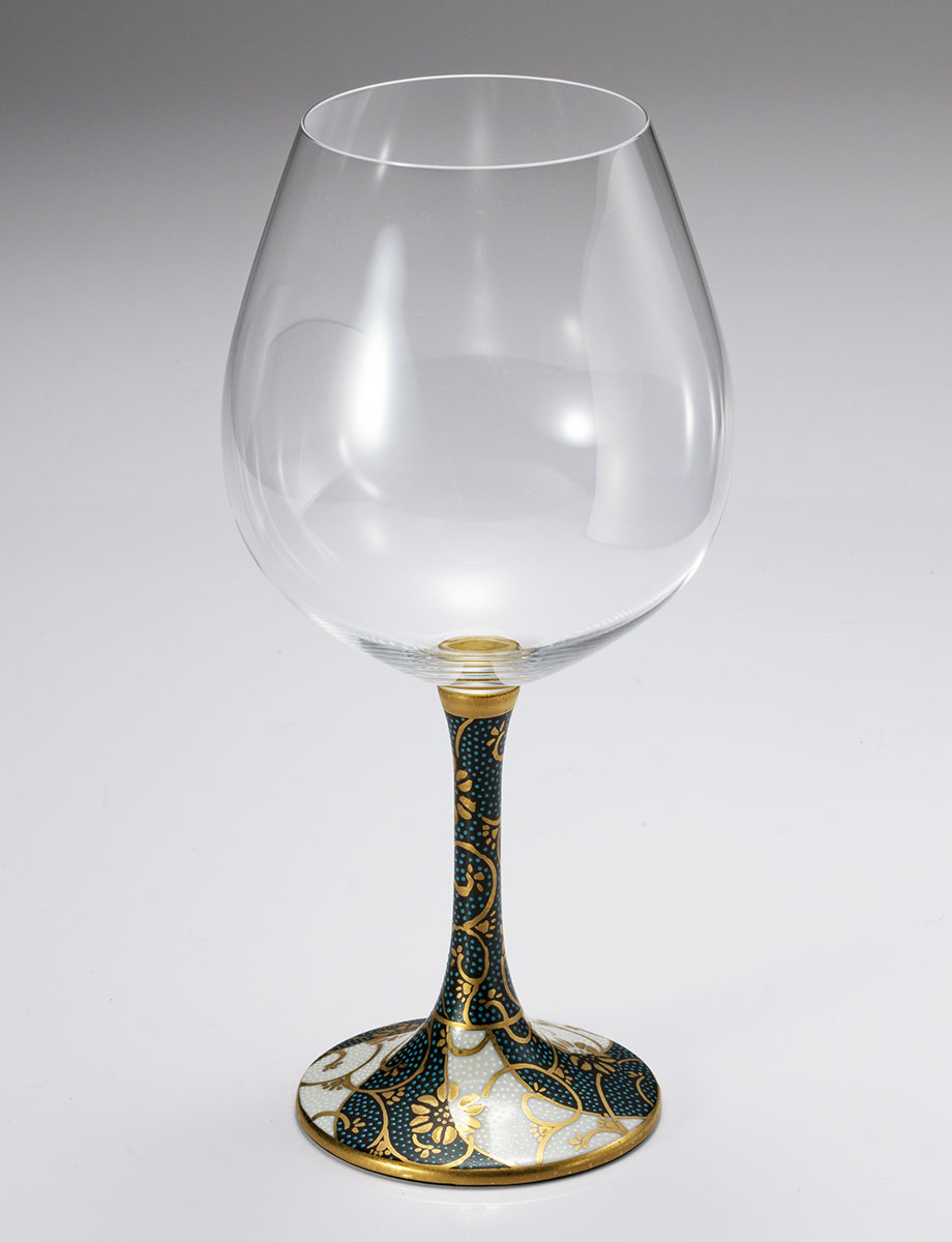 鏑木BOグラス　青粒白粒 / 大志窯