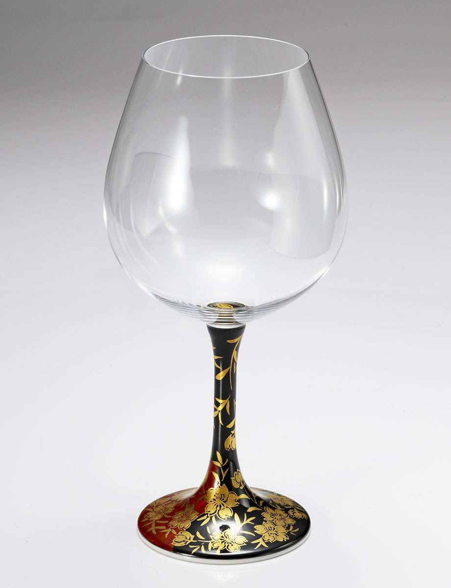 鏑木BOグラス　本金割取桜　黒 / 加賀雅人窯