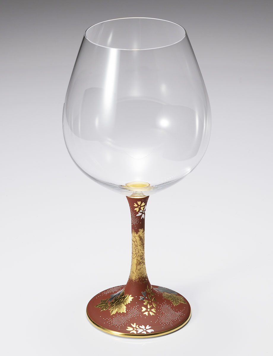 鏑木BOグラス　白金盛赤地白粒桜楓 / 仲田錦玉