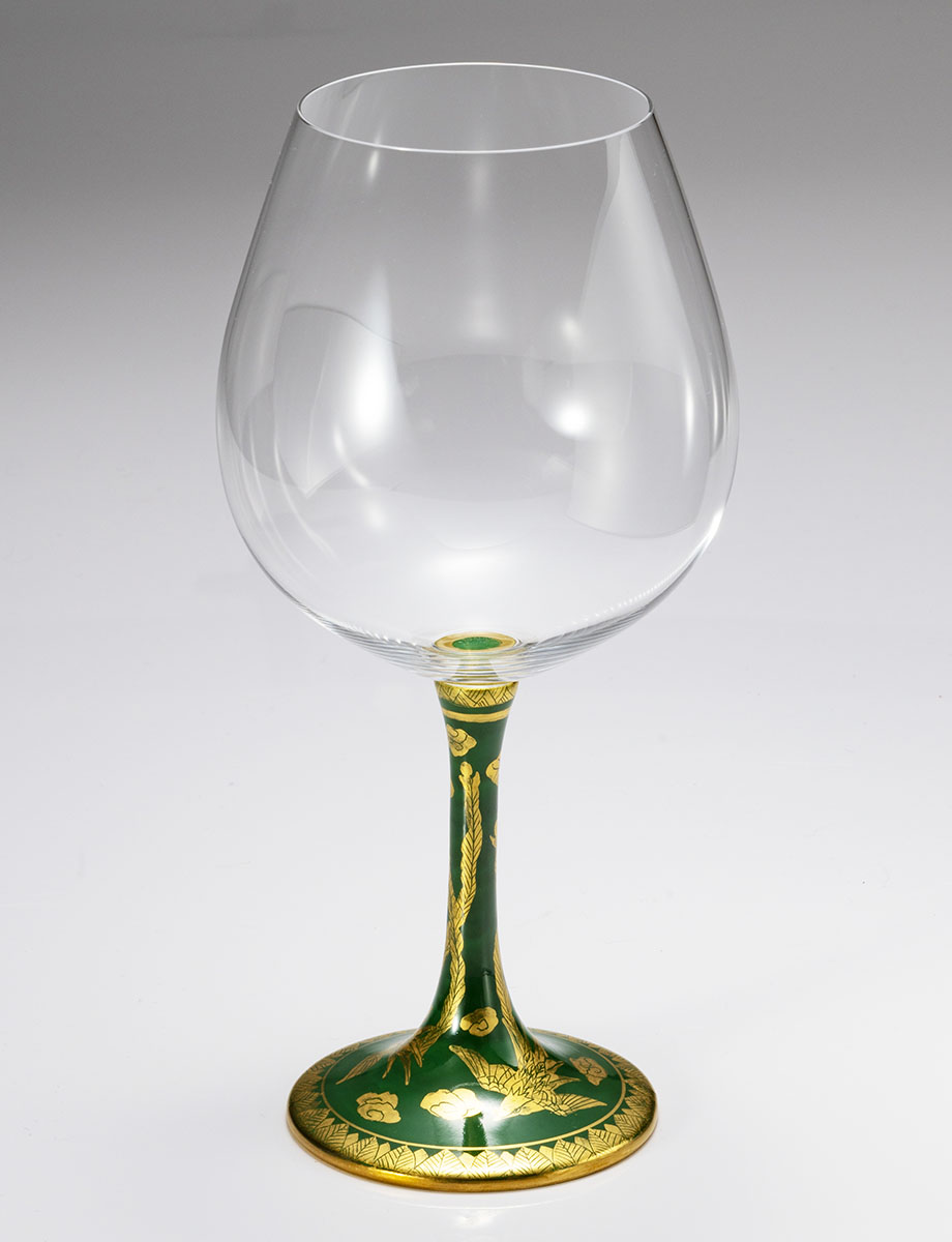 鏑木BOグラス　永楽手鳳凰　緑 / 光崖窯・高聡文