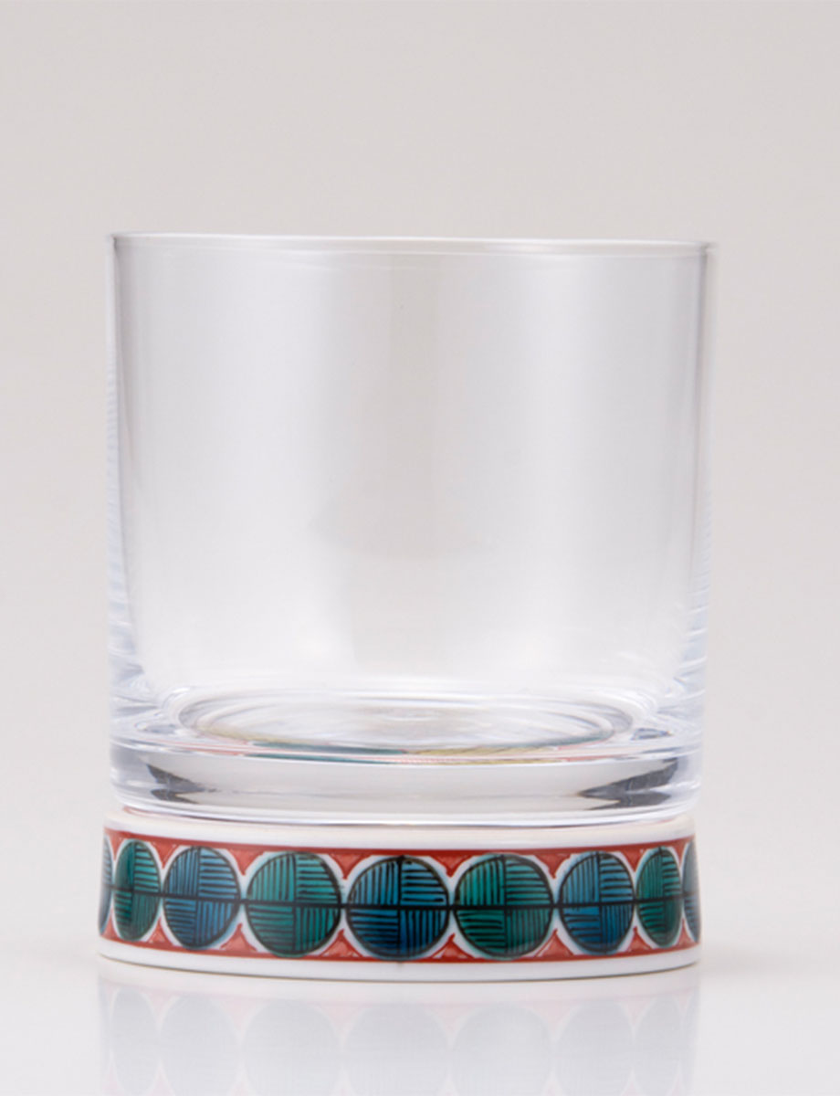 ロックグラス　古九谷丸文