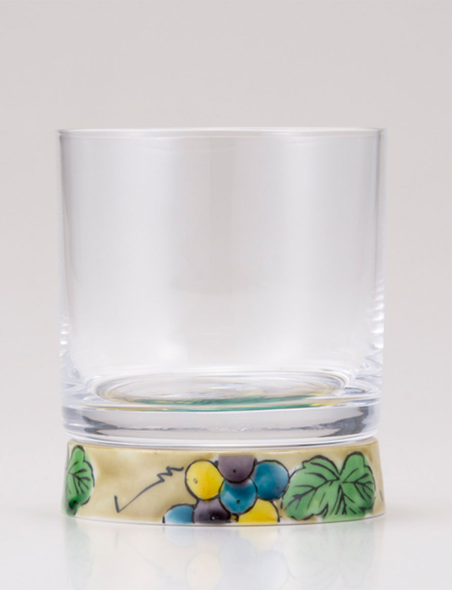 ロックグラス　ぶどう　アメ釉