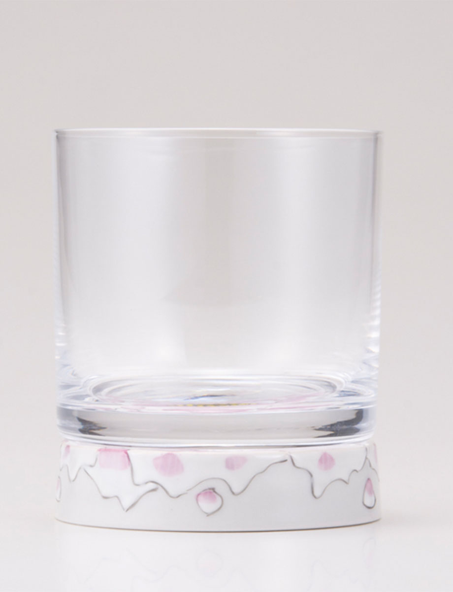 ロックグラス　富貴文　ピンク