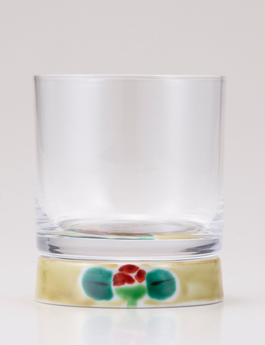 ロックグラス　つぼみ山茶花　アメ釉