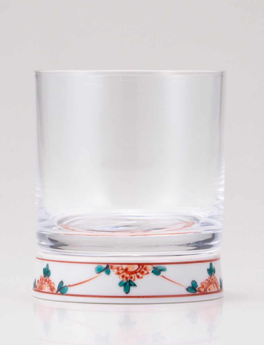 ロックグラス　赤絵鳥文