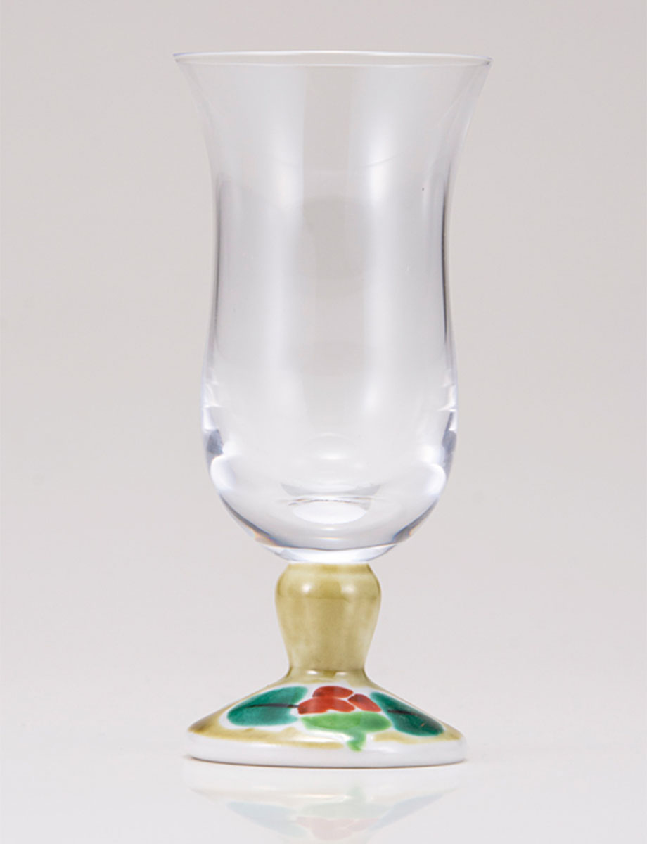 冷酒グラス　つぼみ山茶花　アメ釉