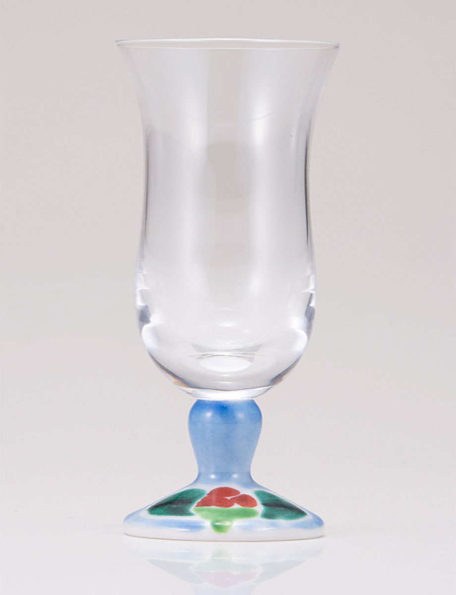 冷酒グラス　つぼみ山茶花　ブルー