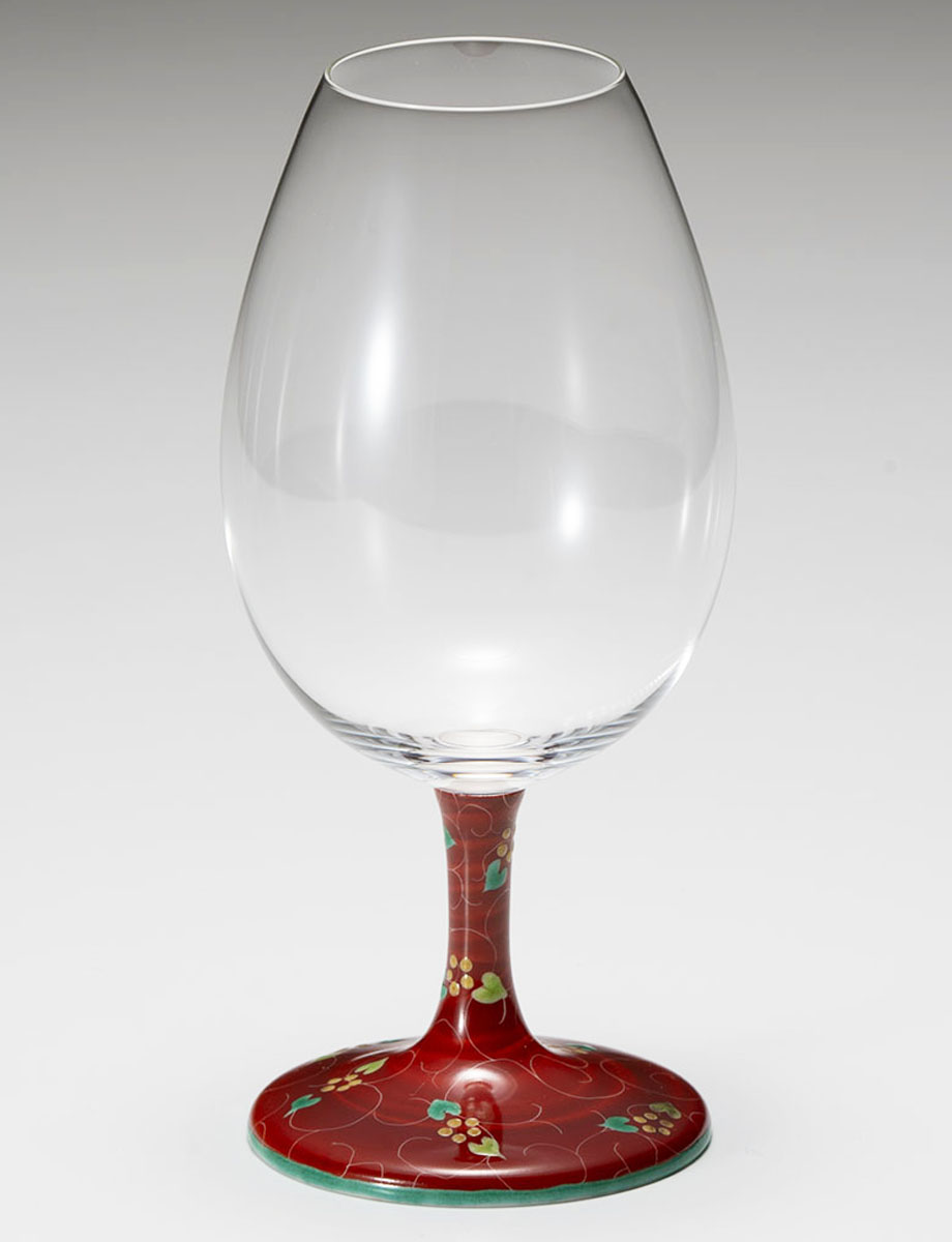 酒グラス　朱巻唐草 / 河村澄香