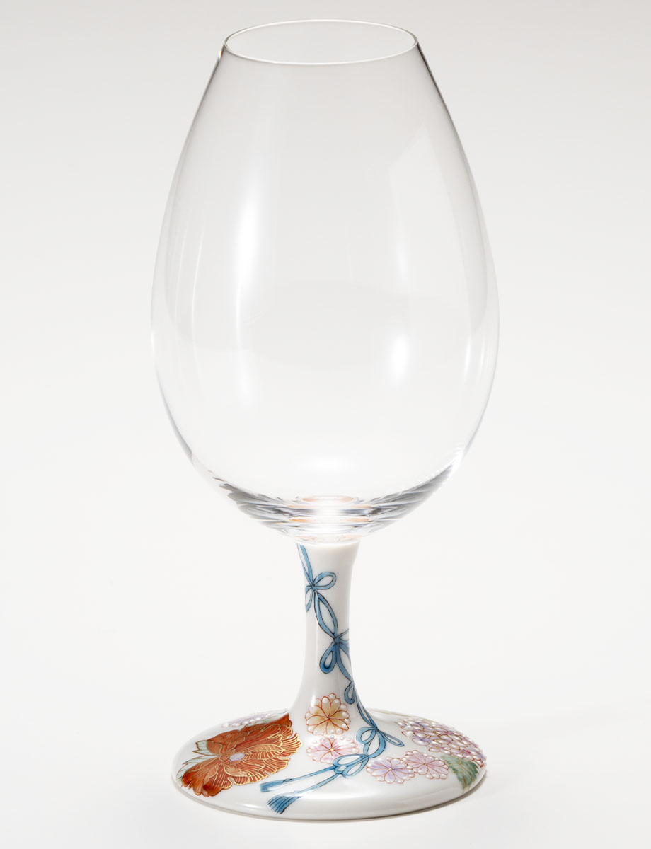 酒グラス　結び花詰　赤 / 藤木美里