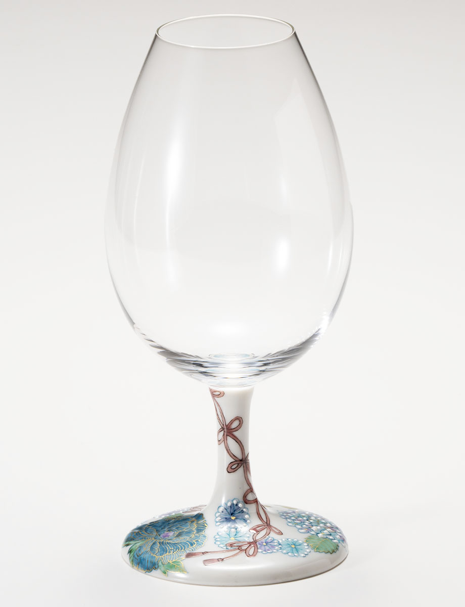 酒グラス　結び花詰　青 / 藤木美里