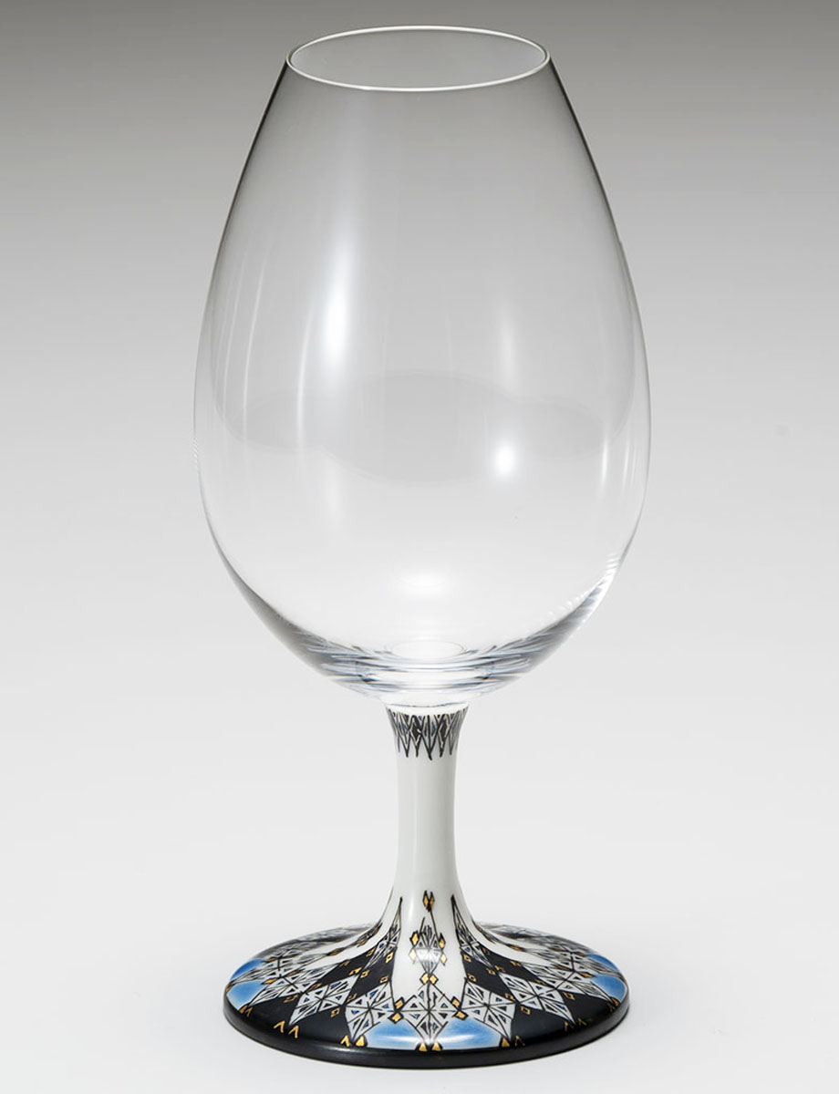 酒グラス　幾何紋金彩　青 / 多田幸史