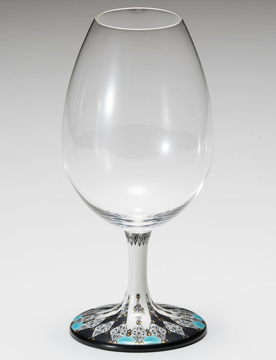 酒グラス　幾何紋金彩　緑 / 多田幸史