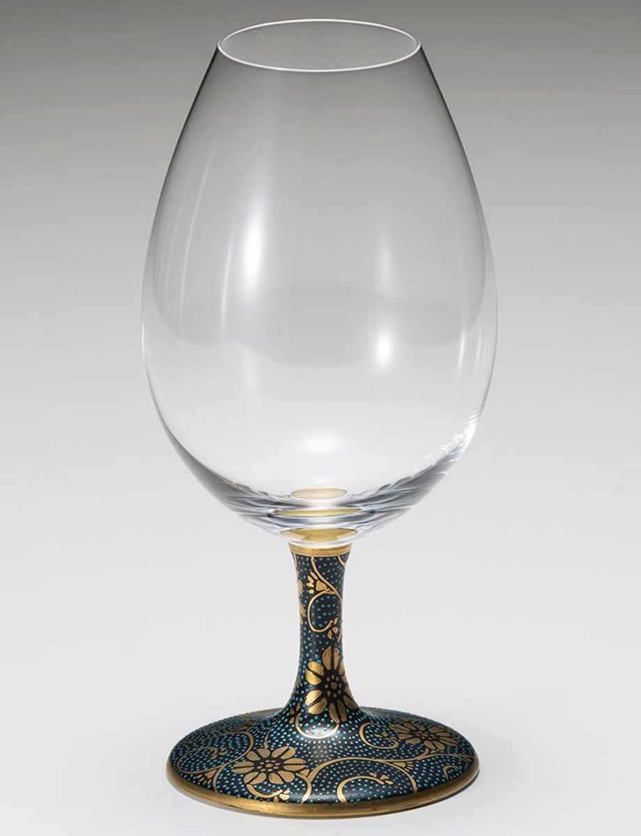 酒グラス　青粒 / 大志窯