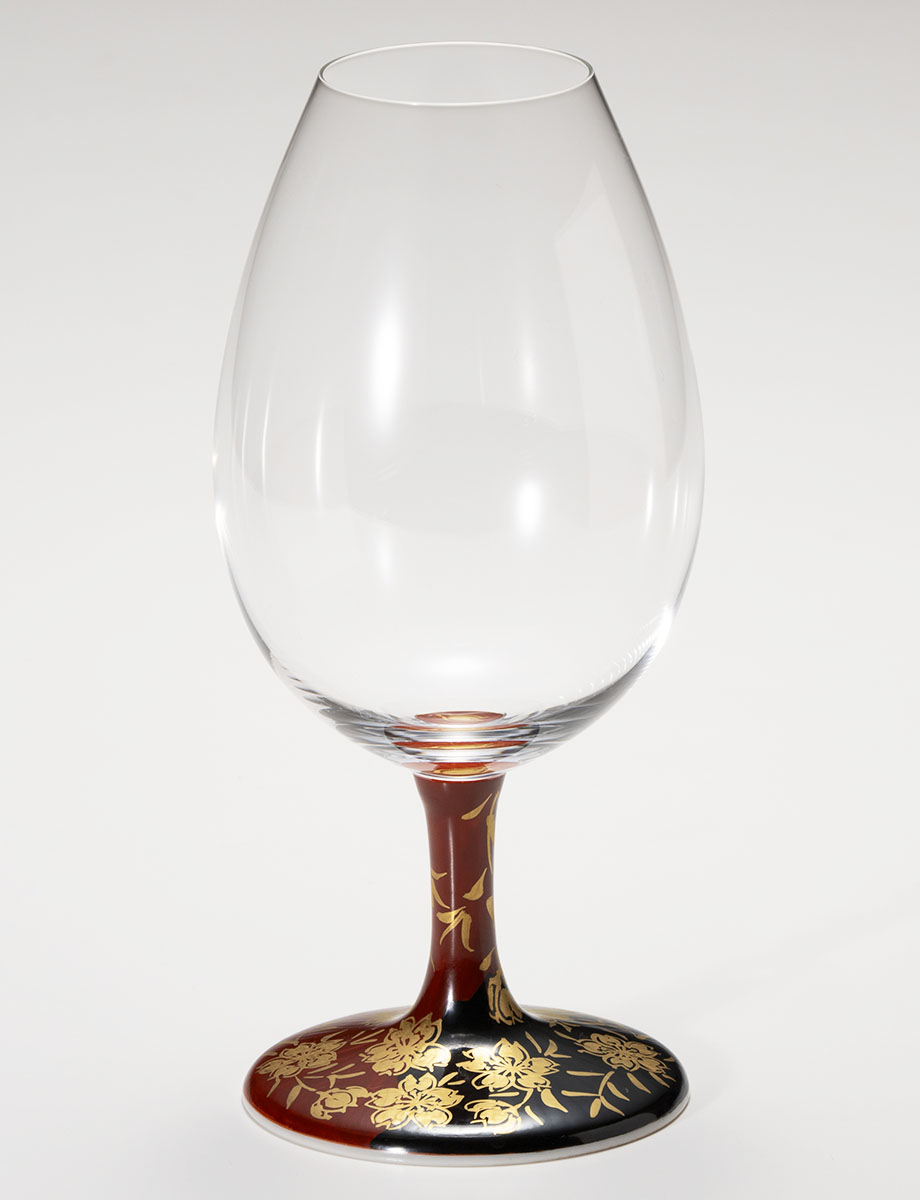 酒グラス　本金割取桜　赤 / 加賀雅人窯