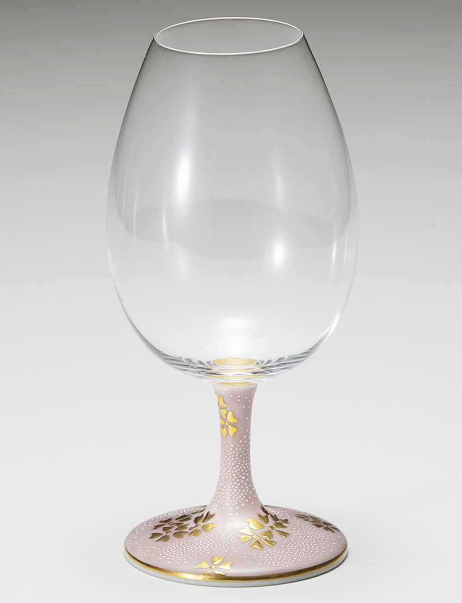 酒グラス　白粒　桜 / 仲田錦玉