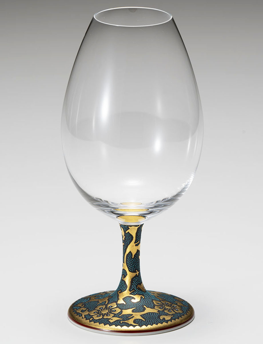 酒グラス　渦打青粒 / 仲田錦玉